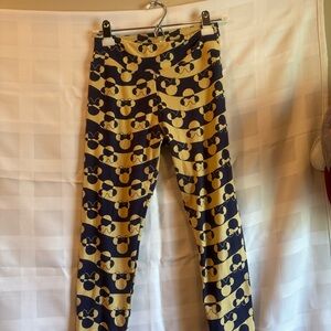 LuLaRoe Disney Leggings with Tan and Blue Minnie mouse pattern - cross posted